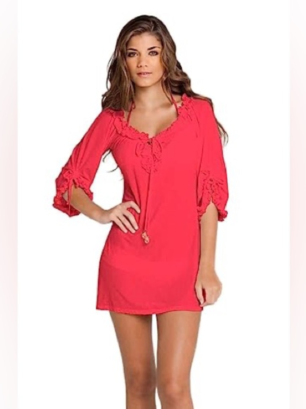 Luli Fama Ruffle V Neck Tunic